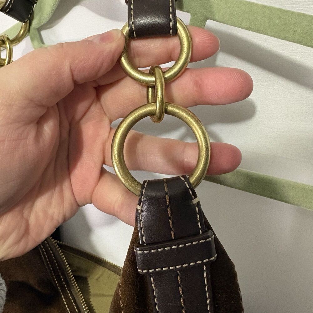 Vtg COACH Suede Soho Hobo Purse Brown Leather Handbag Crescent Y2K - Picture 7 of 12
